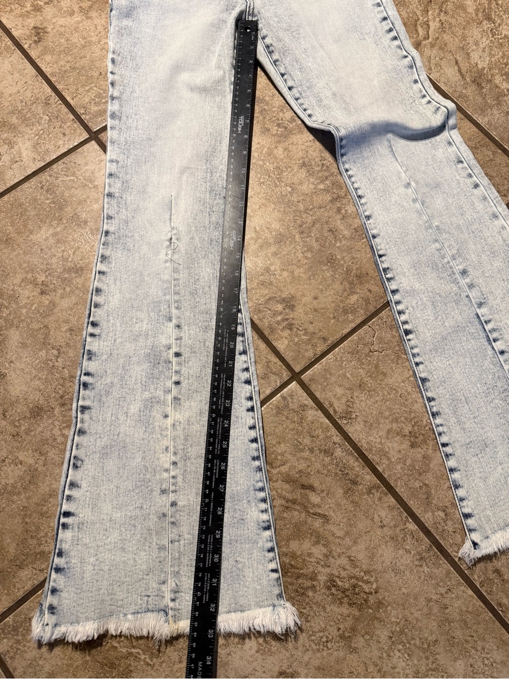 KanCan Light Blue Flare Jeans with Frayed Hem - Picture 9 of 11